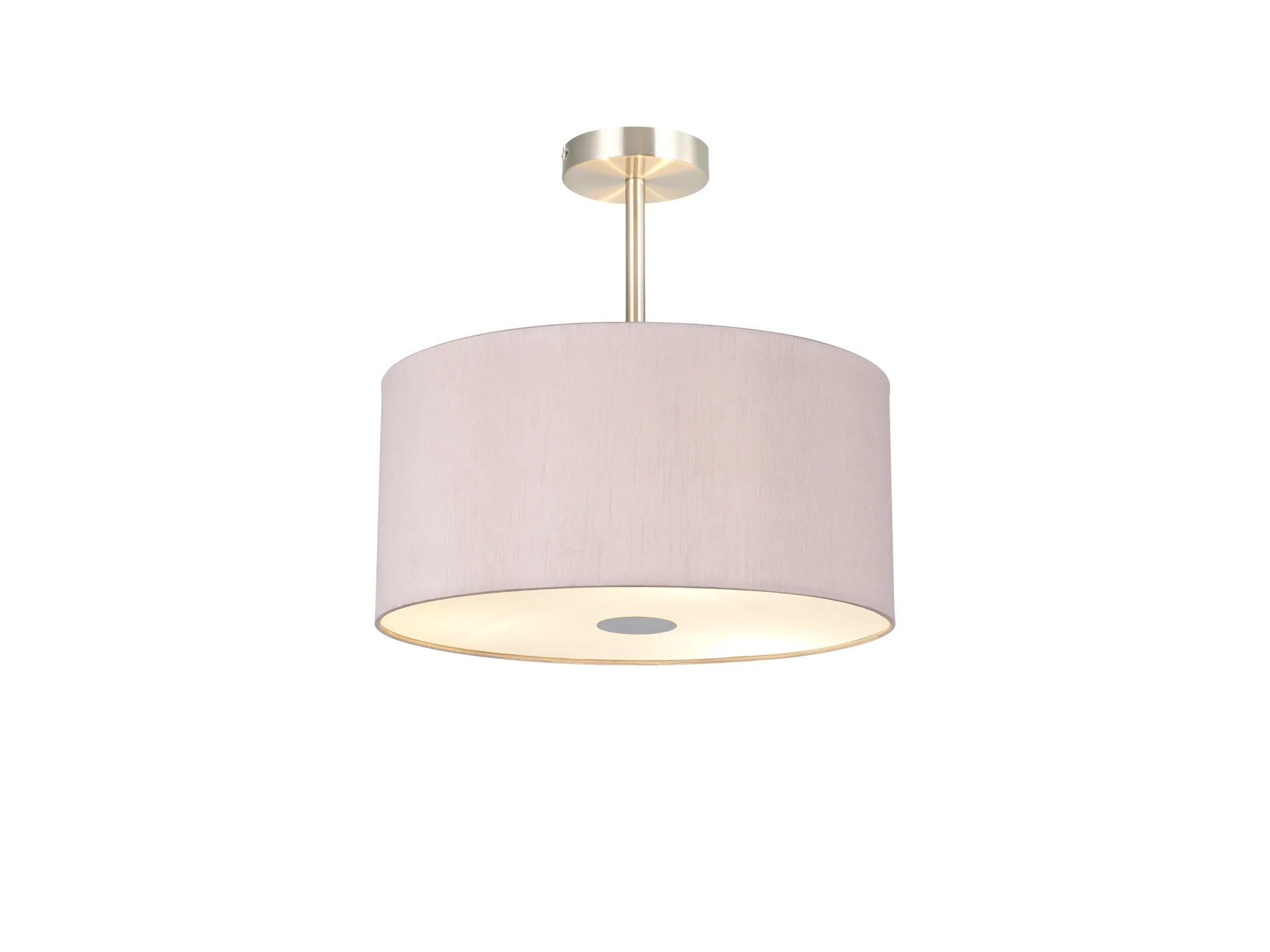 Baymont 40x18cm Semi Flush 3 Light Satin Nickel, Taupe/Halo Gold, Frosted Diffuser